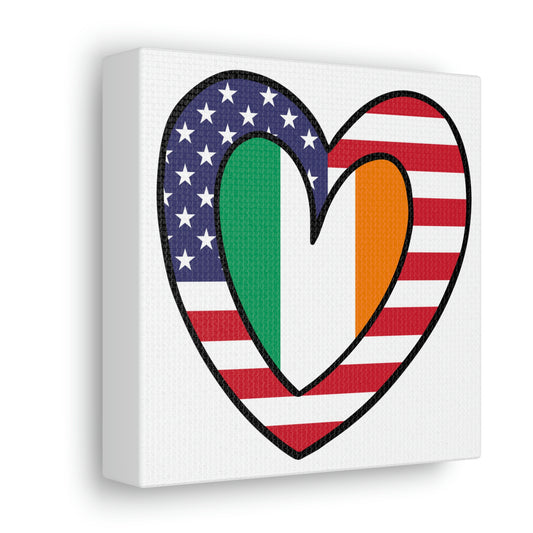 American Irish Flag Inner Heart USA Ireland Canvas Gallery Wraps | Wall Art