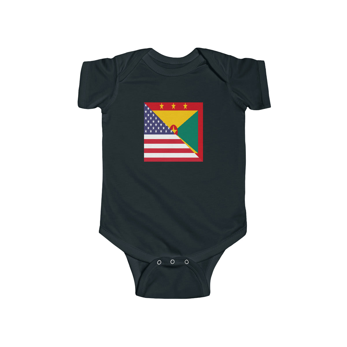 Grenadan American Flag Half Grenada USA Baby Bodysuit | Newborn Boy Girl