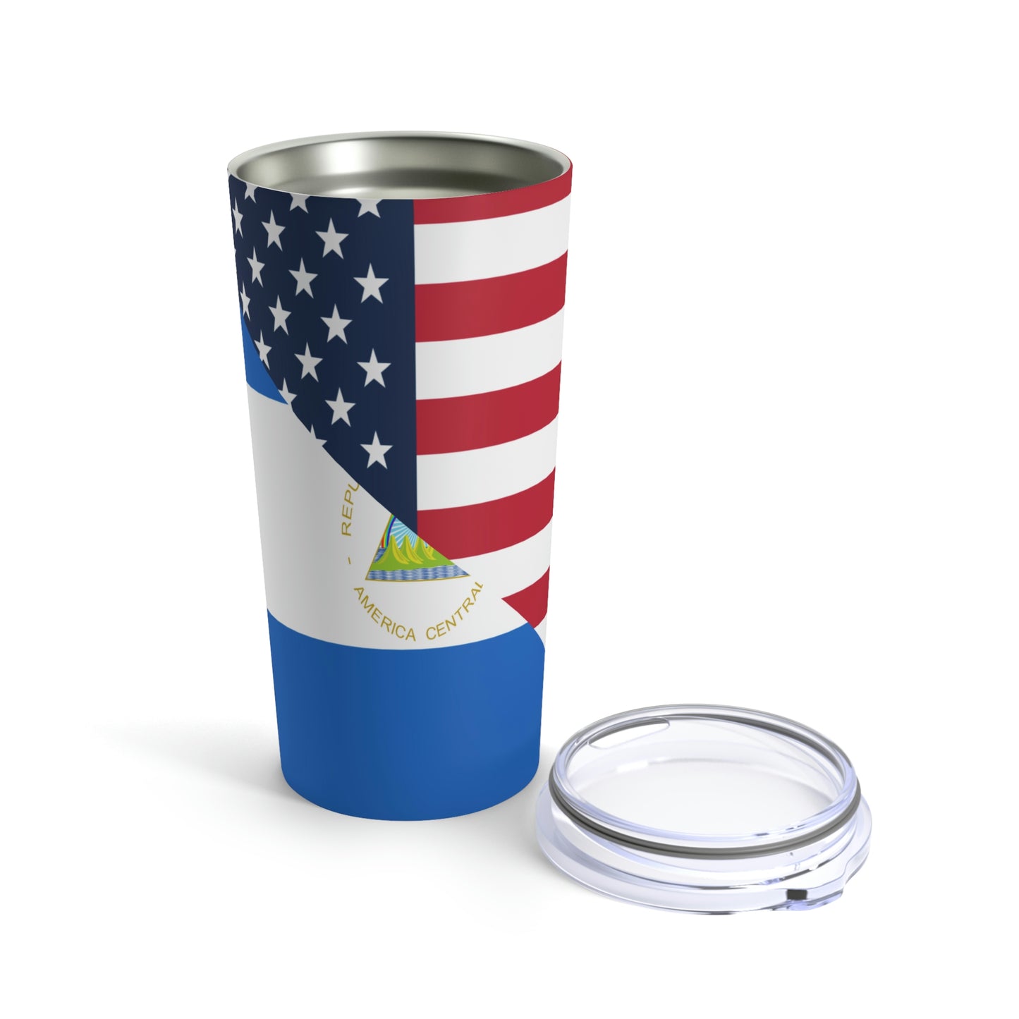 Nicaraguan American Flag Half Nicaragua USA Tumbler 20oz Beverage Container