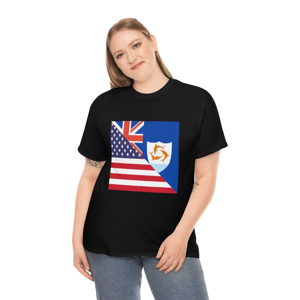 Anguillan American Flag Tee Shirt | Anguilla USA Tshirt