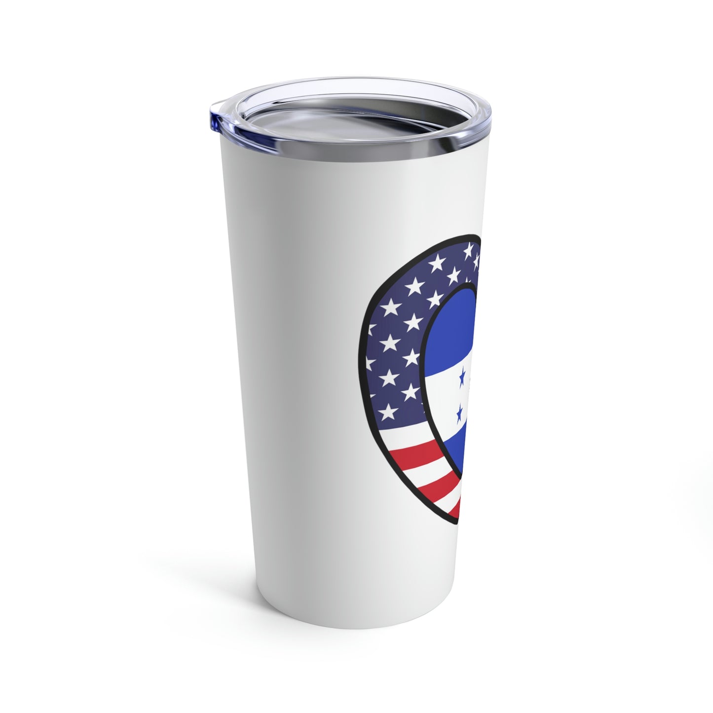 Honduran American Heart Valentines Day Gift Half Honduras USA Flag Tumbler 20oz Beverage Container