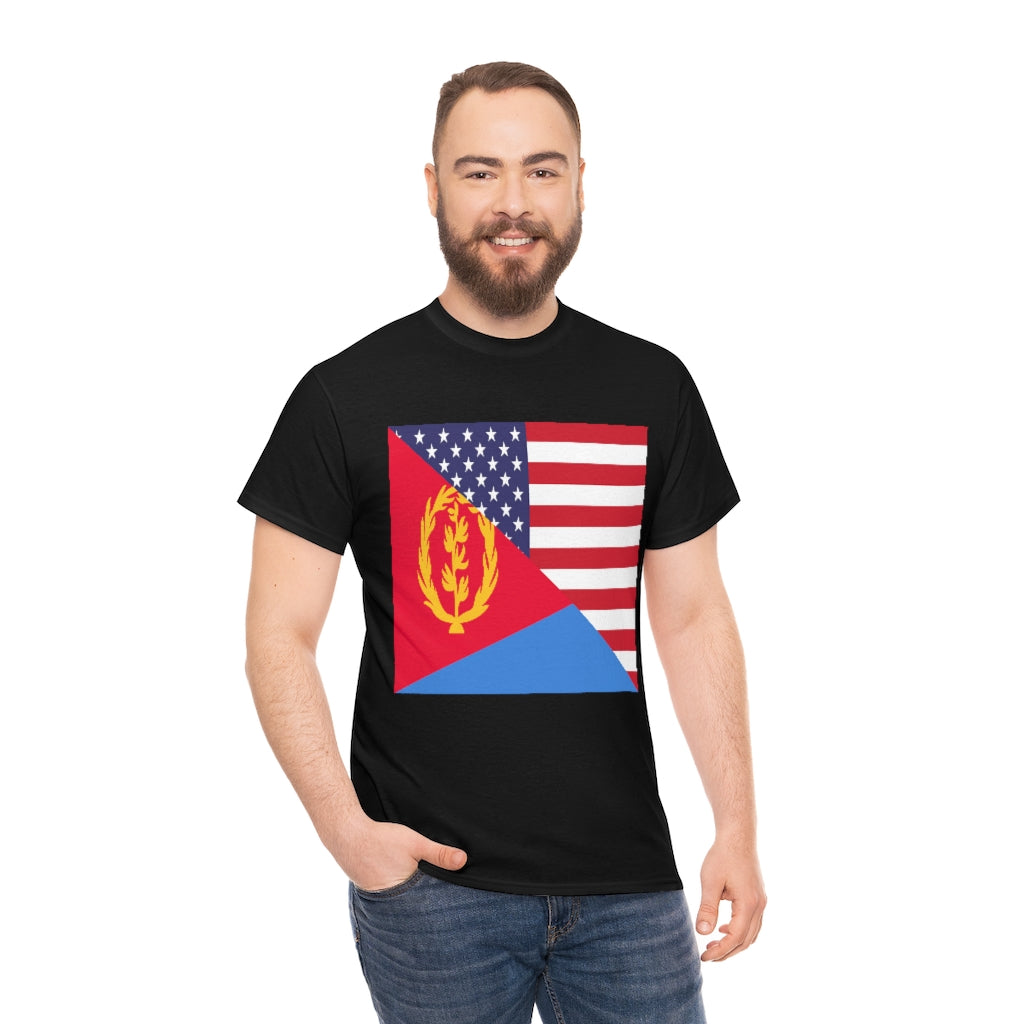 Eritrea American Flag Tee Shirt | Unisex Eritrean USA Tshirt