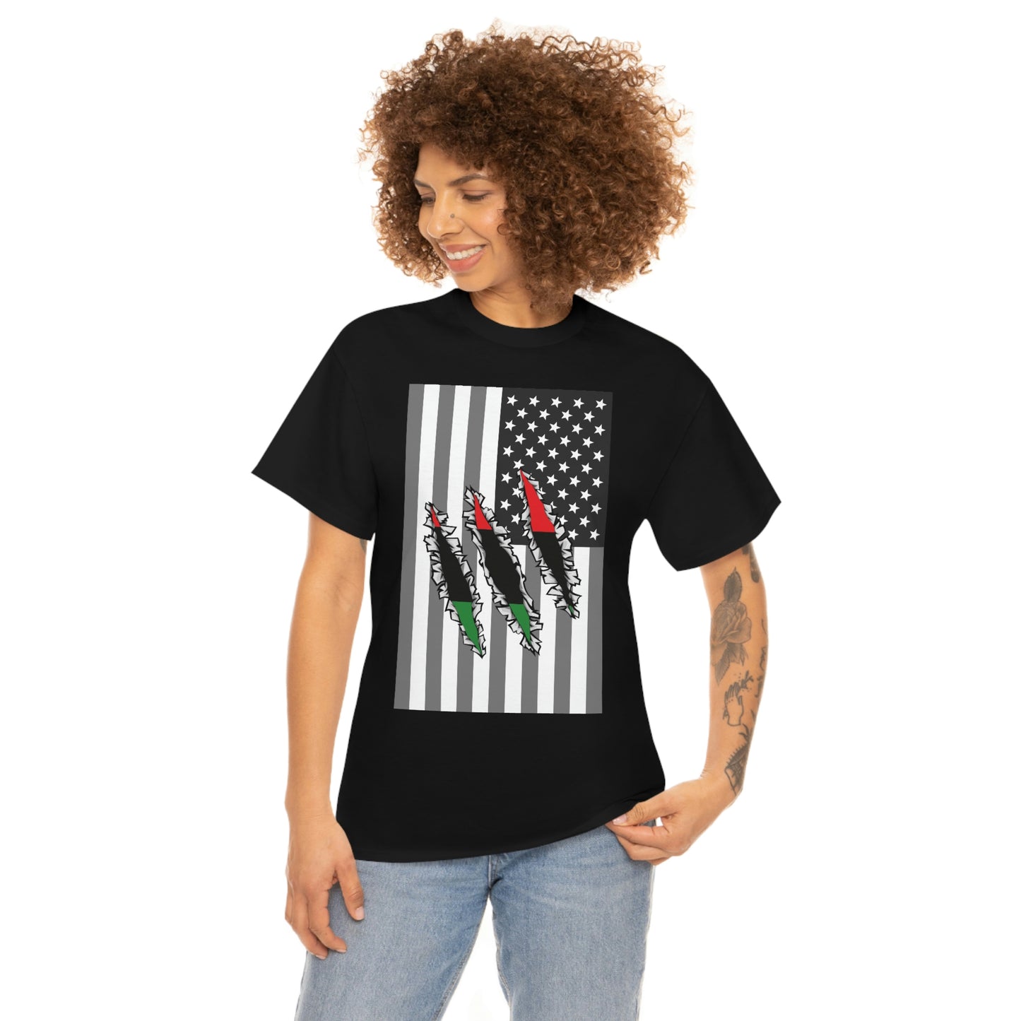 Pan African Flag Slash Black History Month Tee Shirt | USA T-Shirt