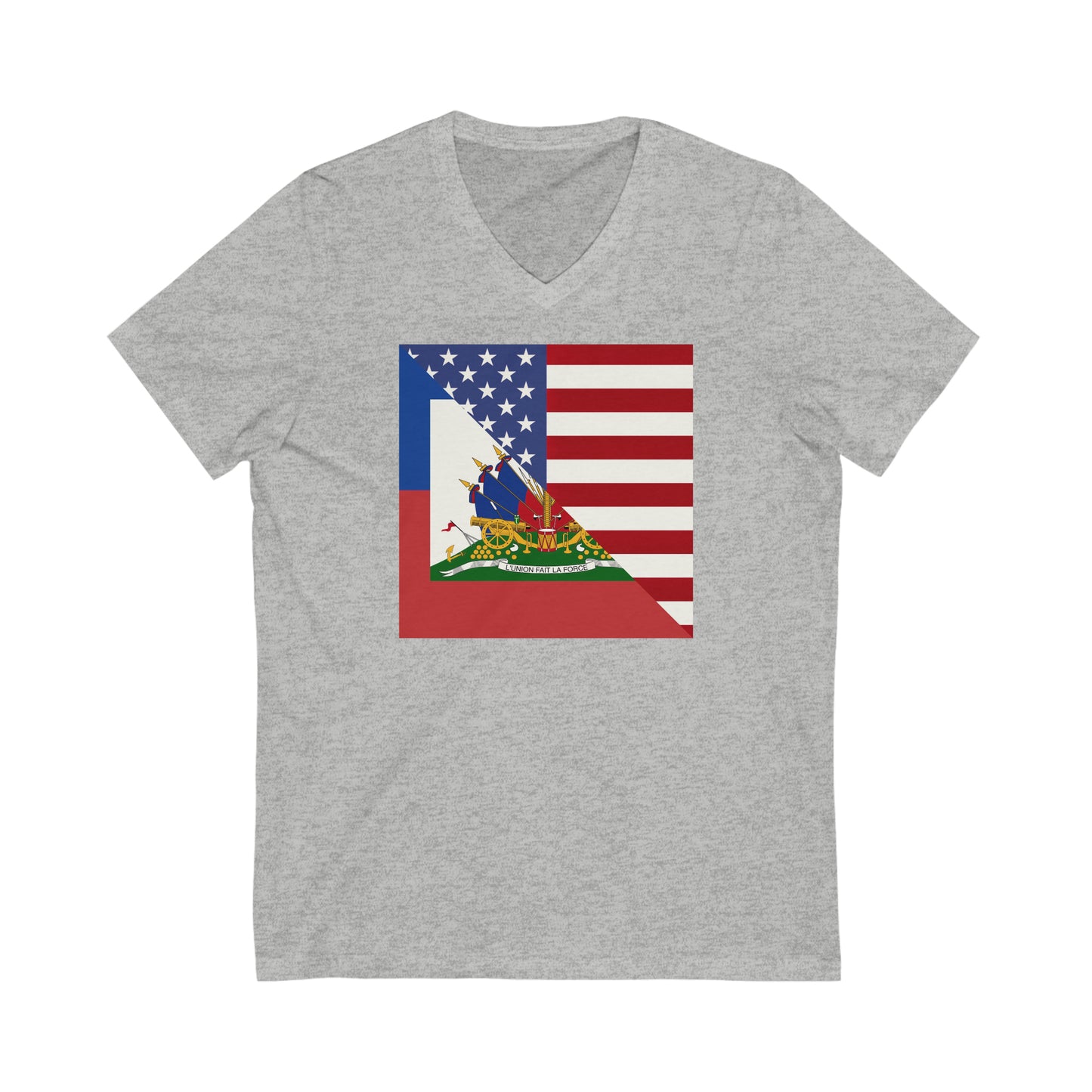 Haiti America Flag | Half Haitian American Flag Ayiti V-Neck T-Shirt | Unisex Vee Shirt