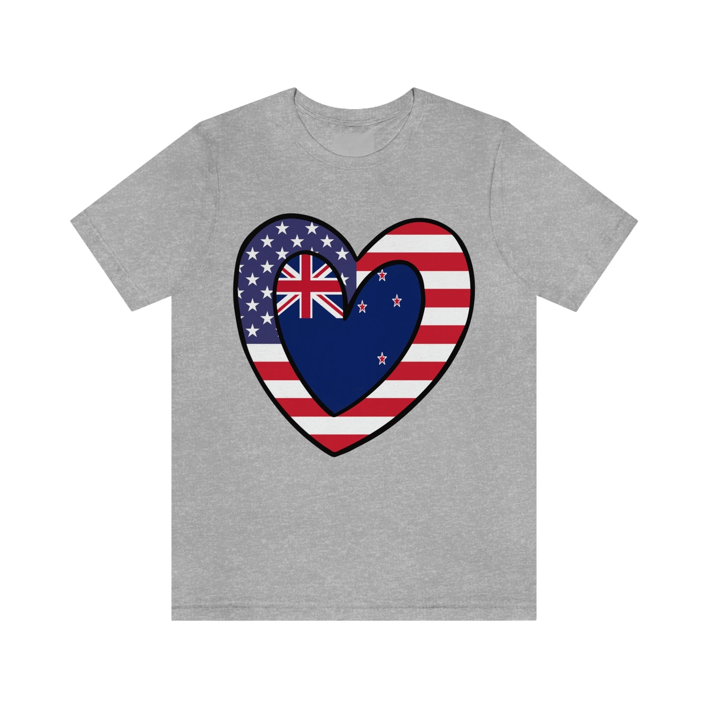 Kiwi American Heart Valentines Day Gift Tee Shirt | New Zealand USA Flag T-Shirt