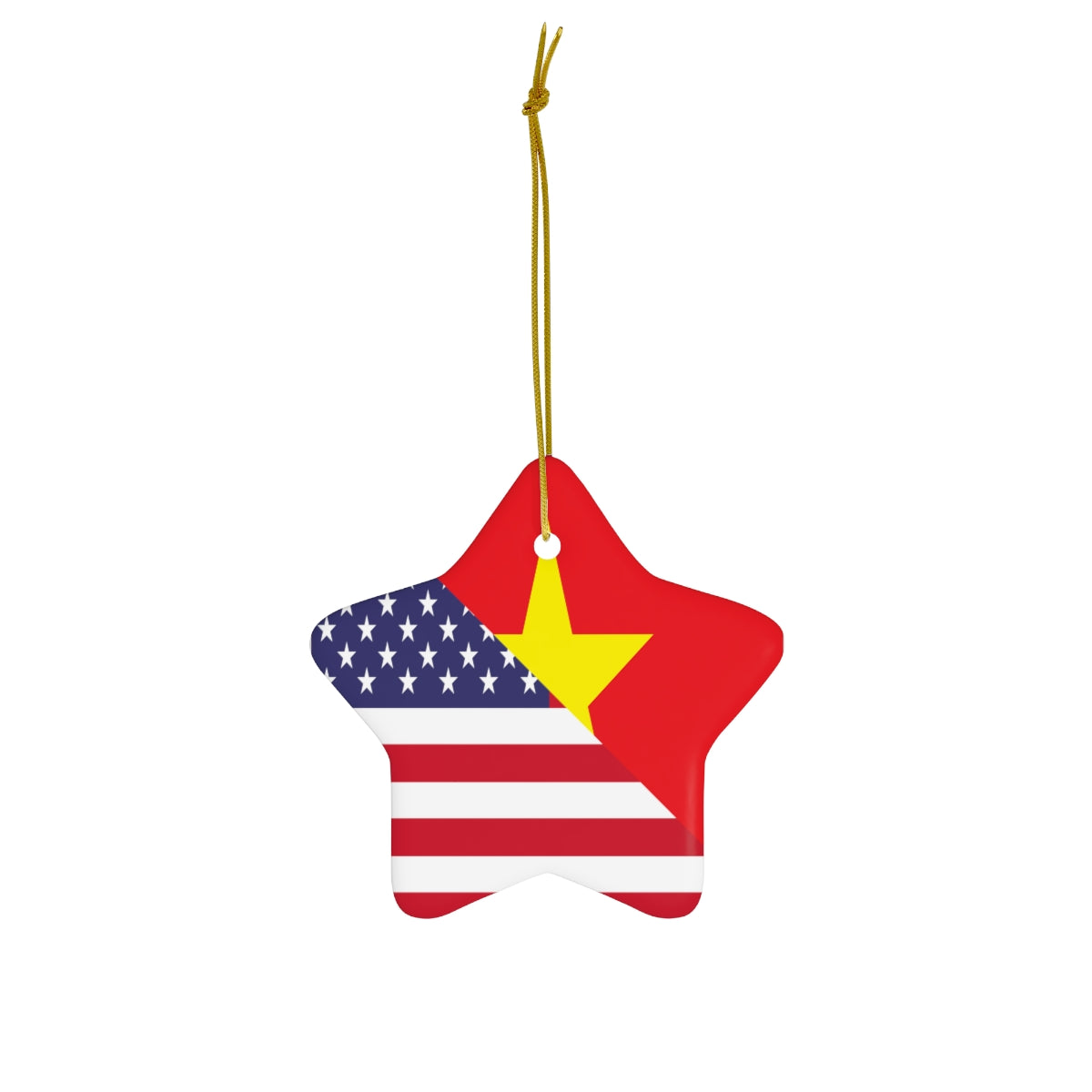 Vietnamese American Flag Ceramic Ornaments | Vietnam USA Holiday Christmas Tree