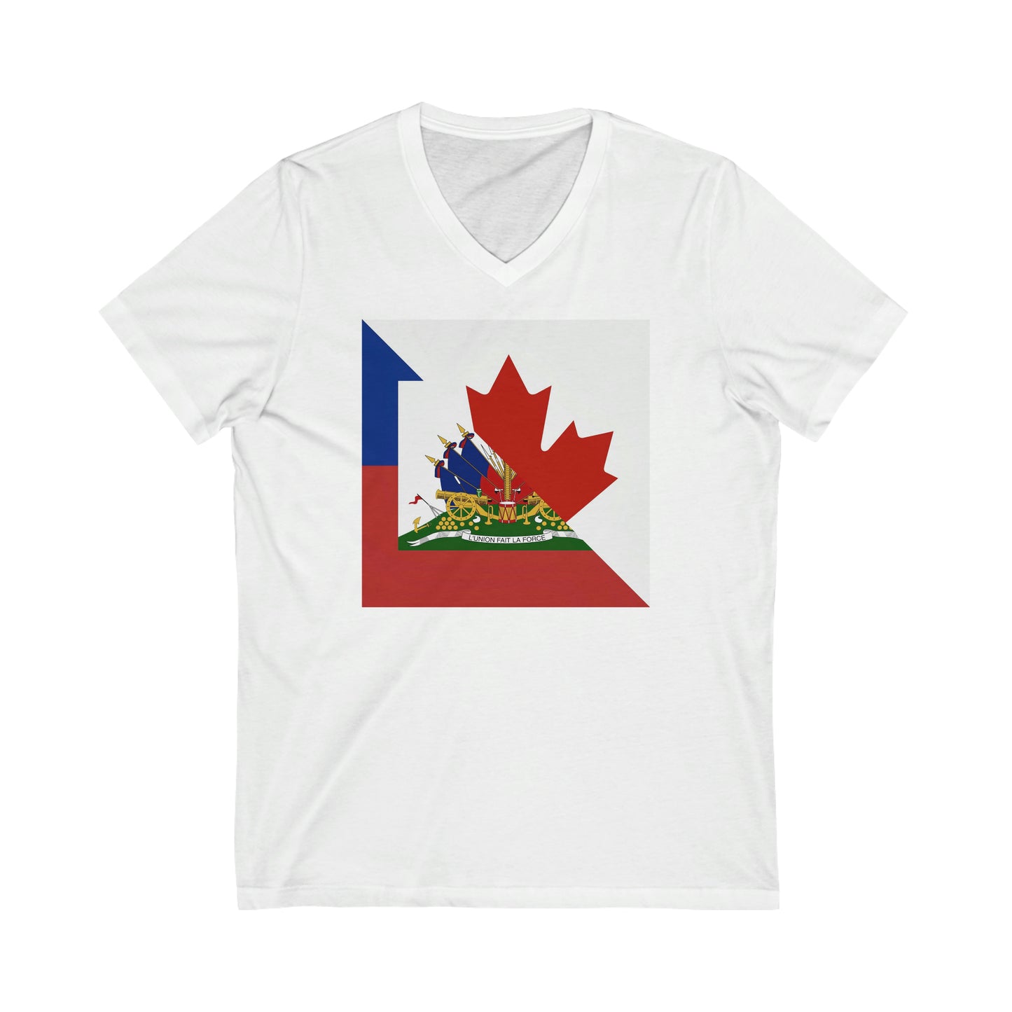 Haitian Canadian Flag | Half Haiti Canada Canadien V-Neck T-Shirt | Unisex Vee Shirt