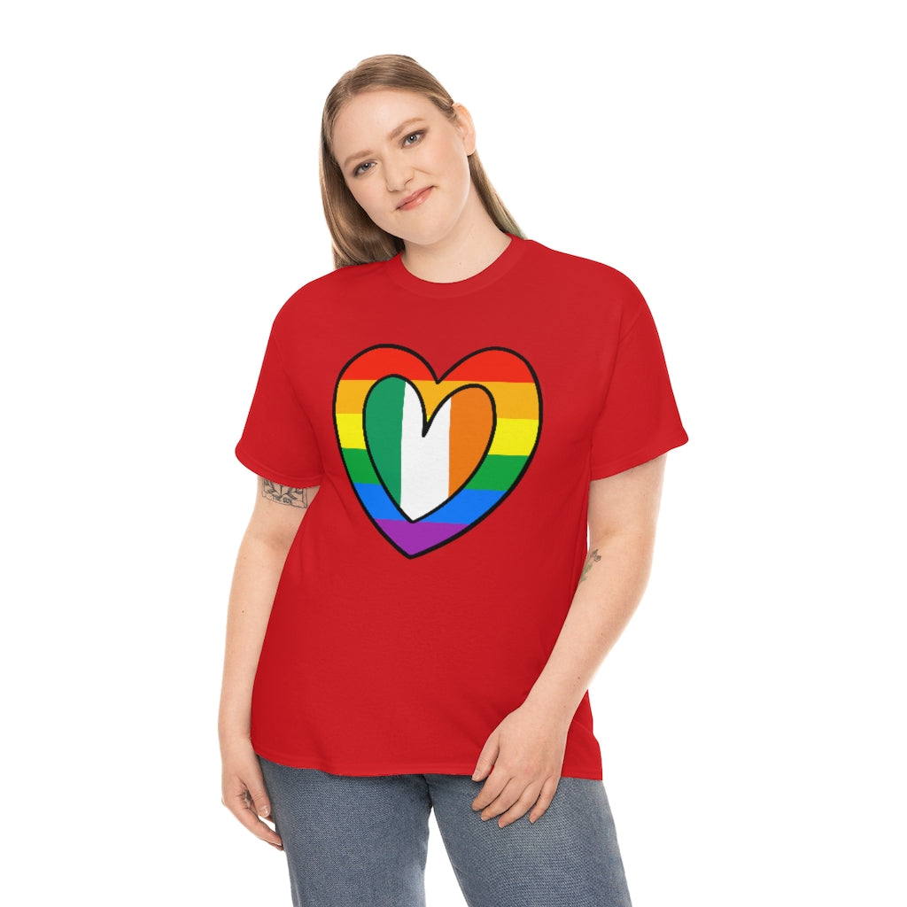 Irish Rainbow Flag Heart T-Shirt | Unisex Ireland Pride Month Tee