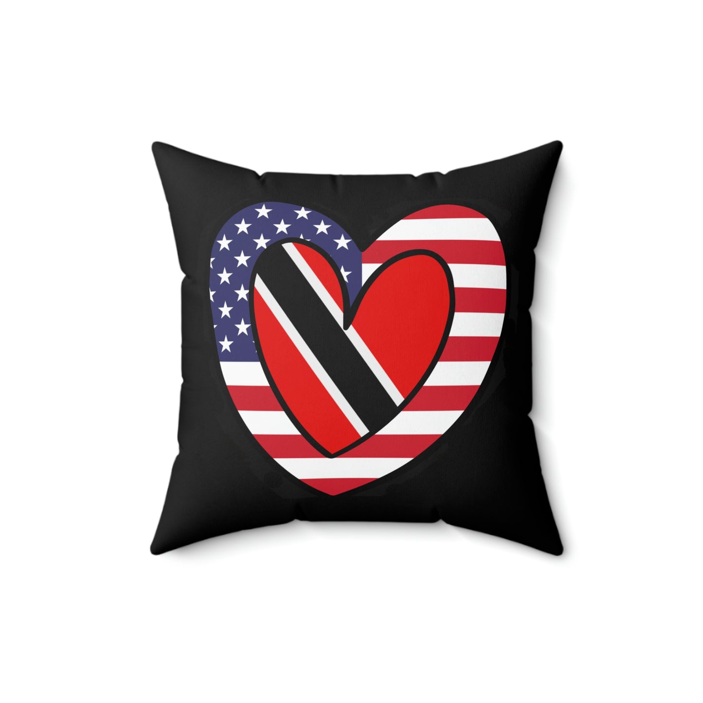 Trinidad Tobago American Heart Valentines Day Gift Half Trini USA Flag Wedding Spun Polyester Square Pillow