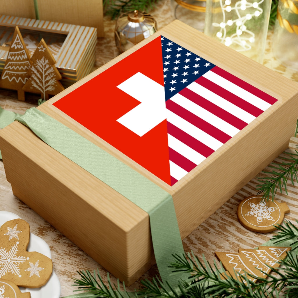 Swiss American Flag Sticker | Switzerland USA Stickers