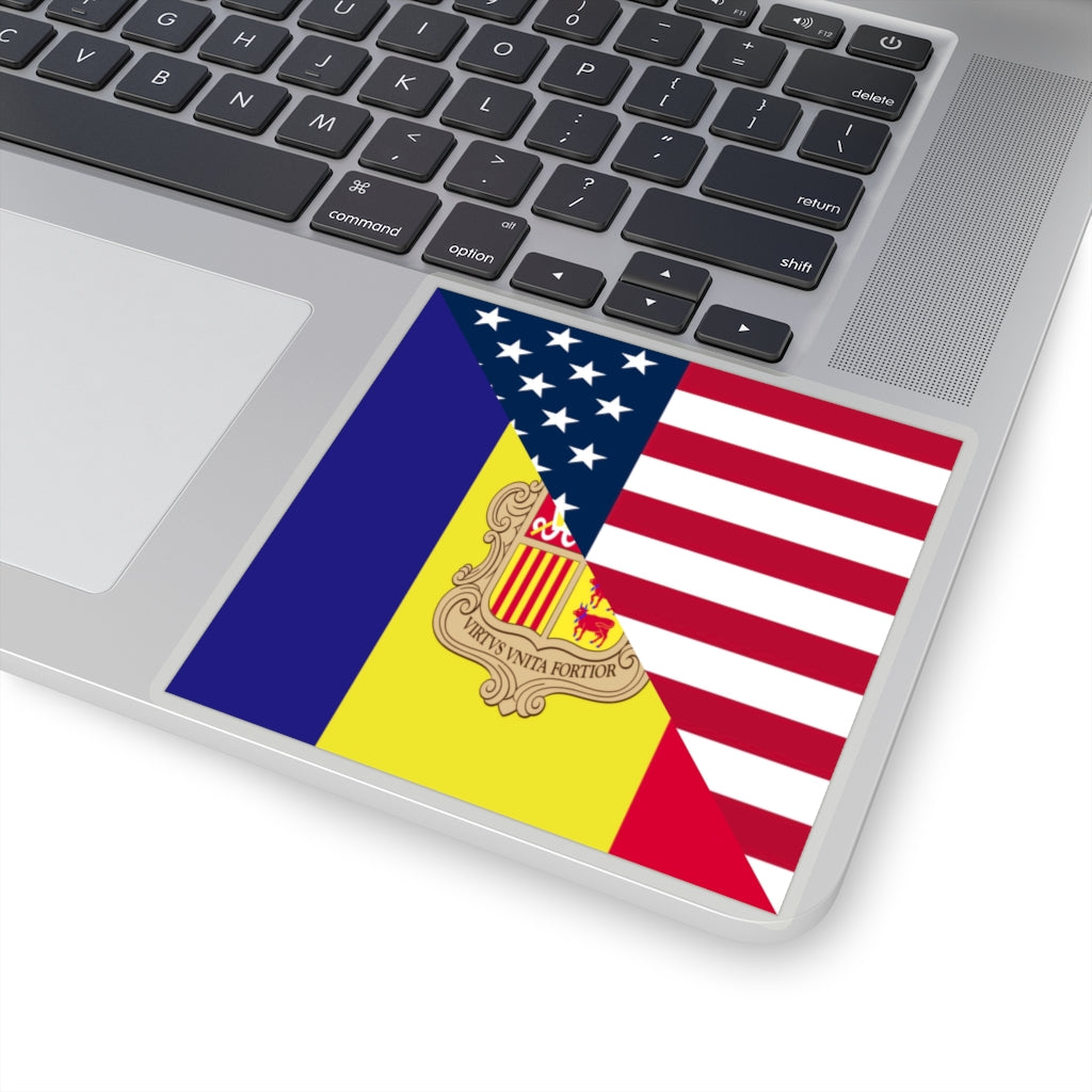 Andorran American Flag Sticker | Andorra USA