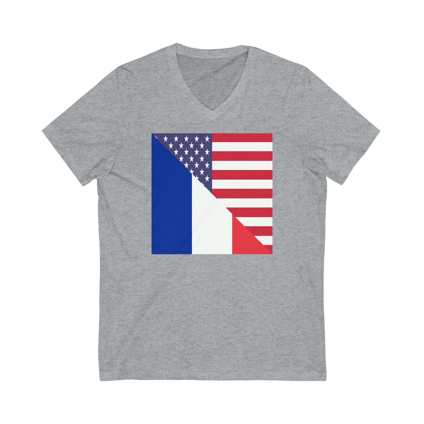 French American Flag France USA V-Neck T-Shirt | Unisex Vee Shirt