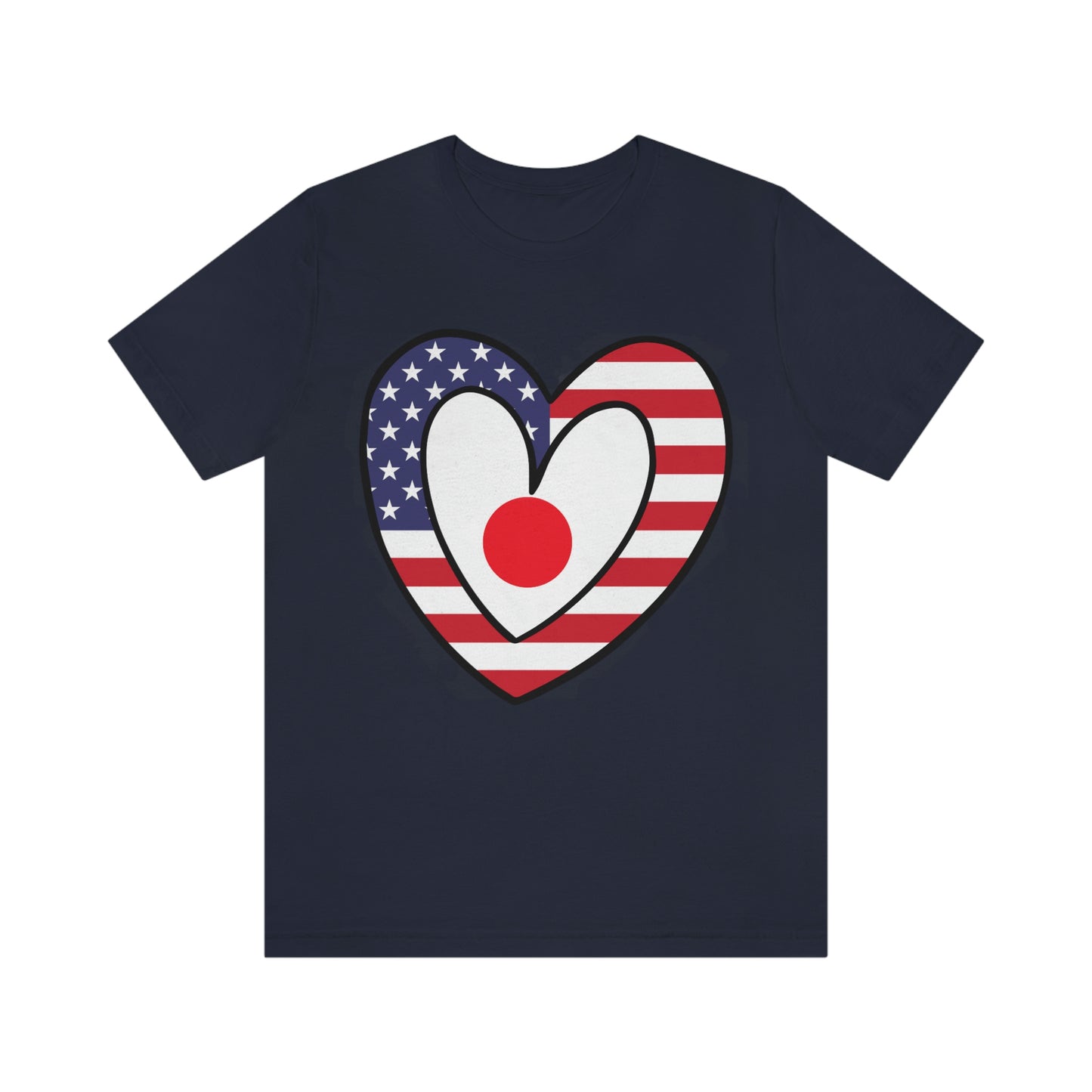 Japanese American Heart Valentines Day Gift Tee Shirt | Half Japan USA Flag T-Shirt