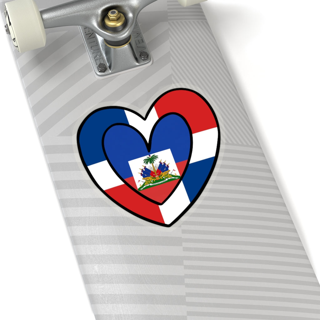 Dominican Haitian Flag Inner Heart Sticker | Dominican Republic Haiti Accessory