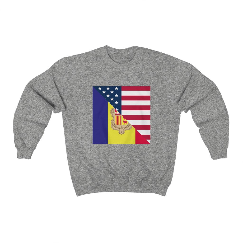 Andorran American Flag Sweatshirt | Unisex Andorra USA Pullover