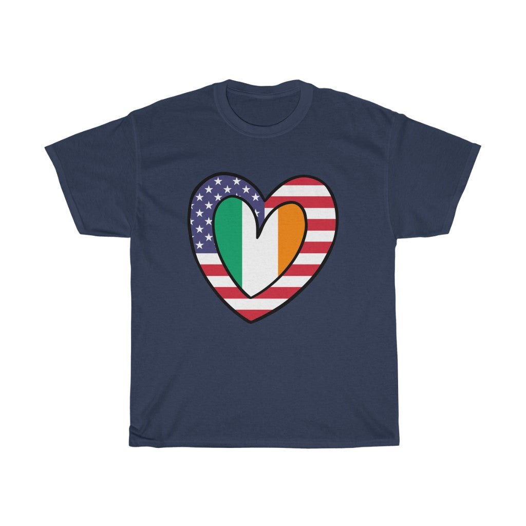 American Irish Flag Inner Heart Tee | Unisex Ireland USA Shirt