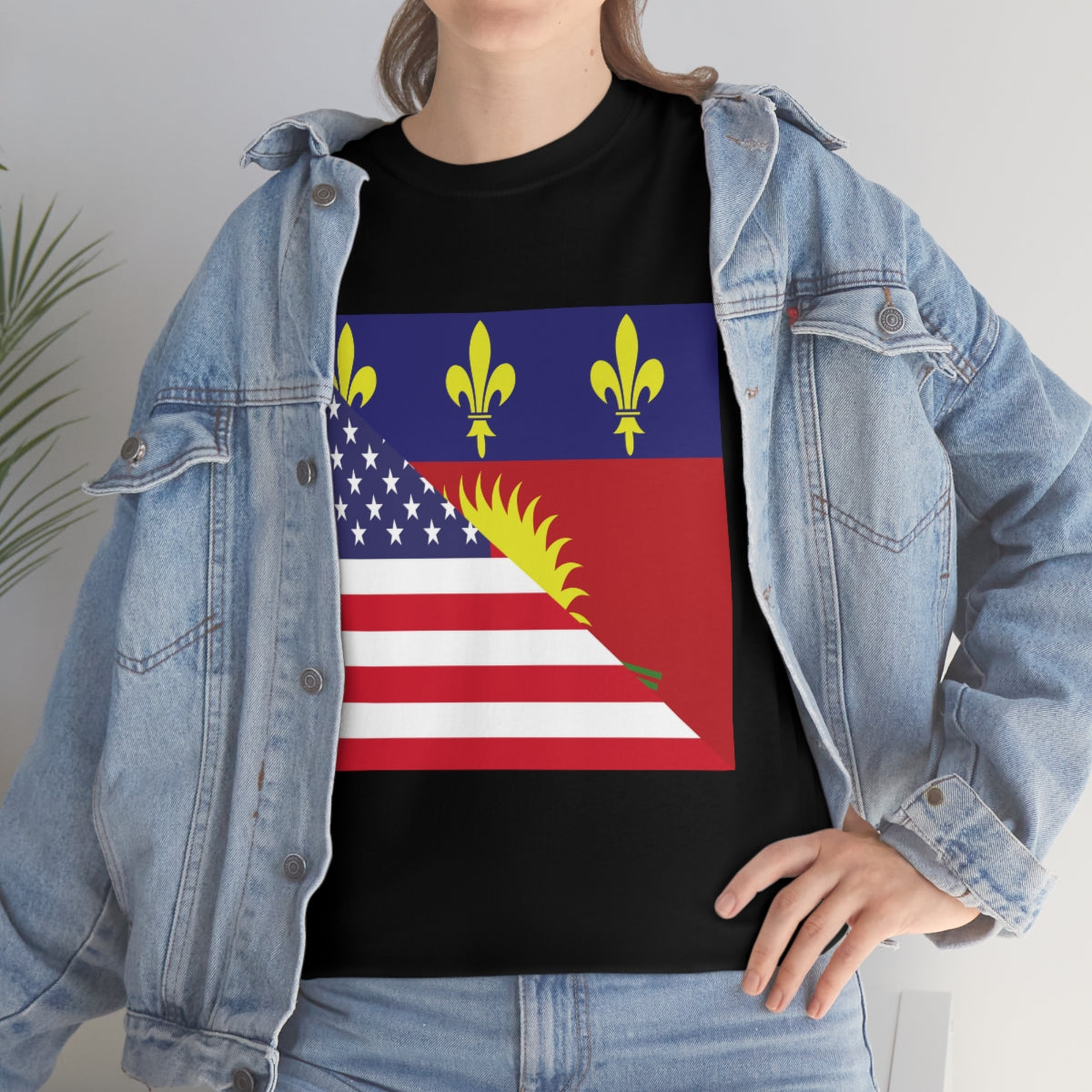 Guadeloupe American Flag Half Guadeloupean USA T-Shirt | Unisex Tee Shirt