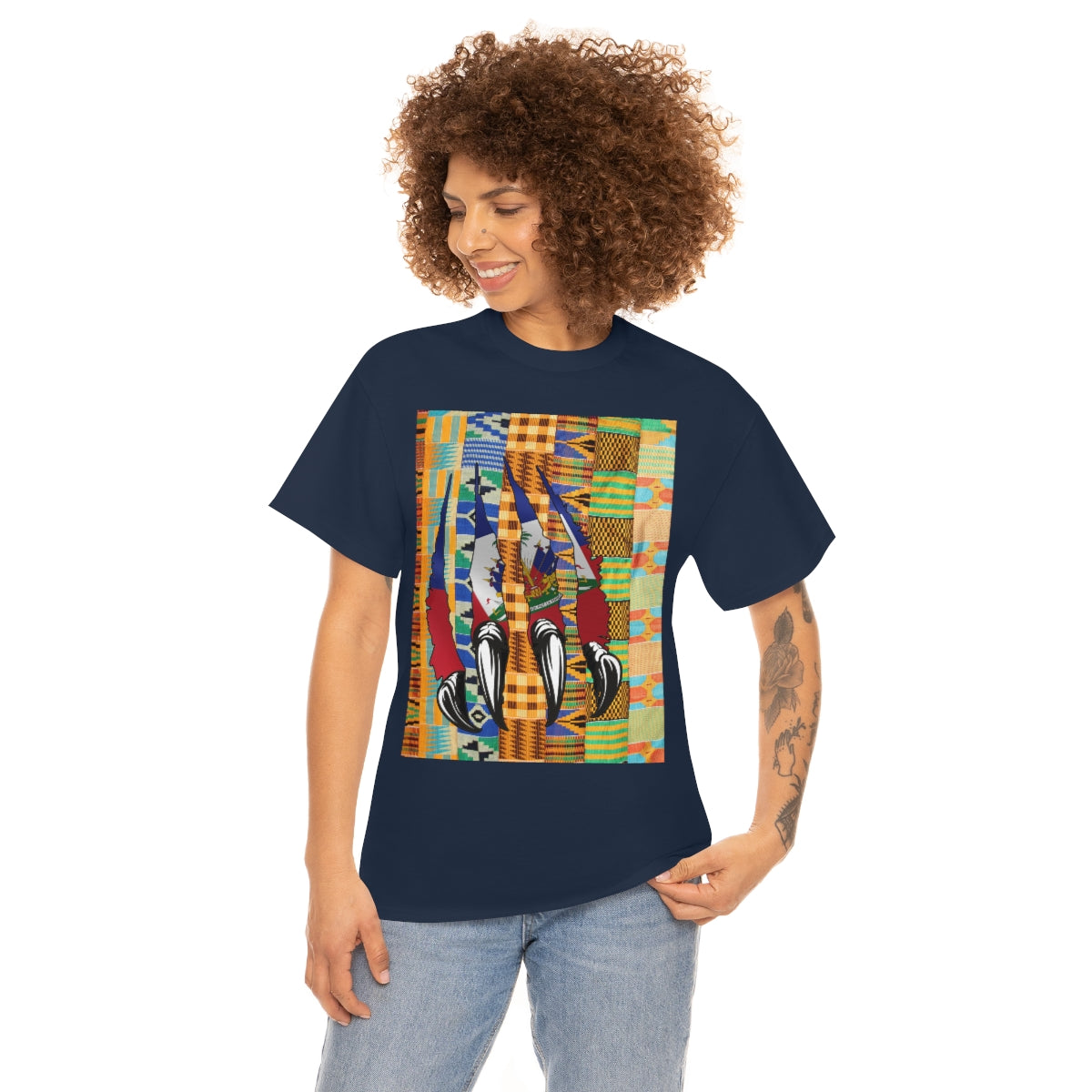 Haitian Panther Tee Shirt | Haiti Flag Kente T-Shirt