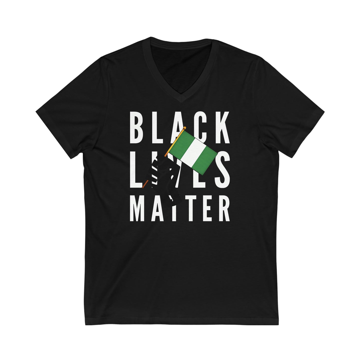 Black Lives Matter Nigeria | BLM Nigerian Flag Naija V-Neck T-Shirt | Unisex Vee Shirt