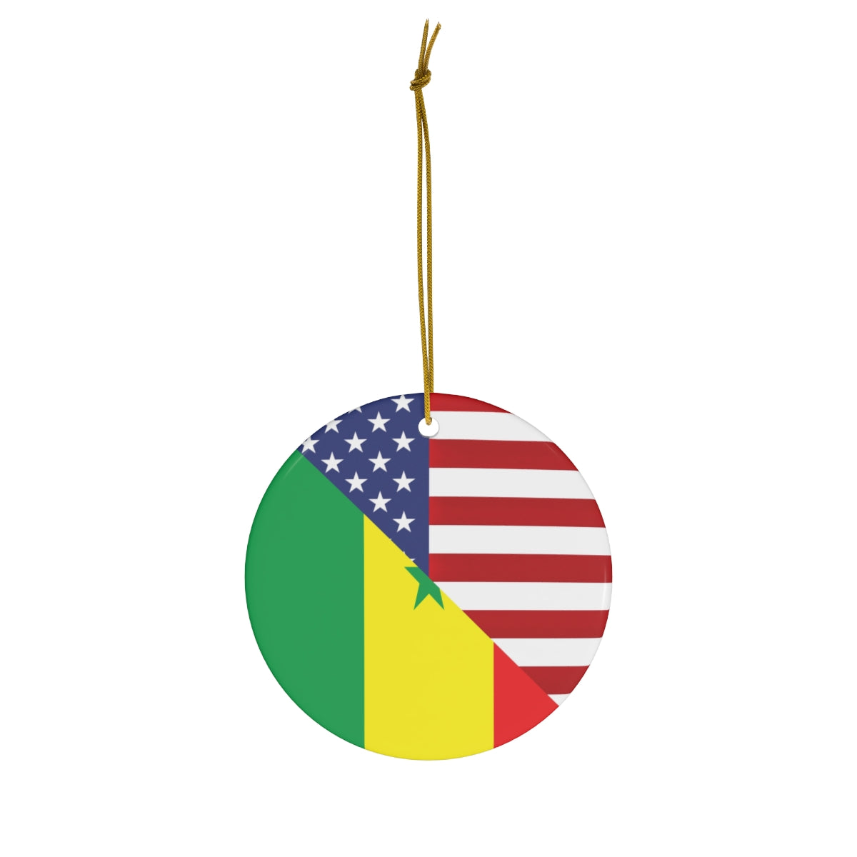 Senegal American Flag Ceramic Ornament | Senegalese USA Christmas Tree