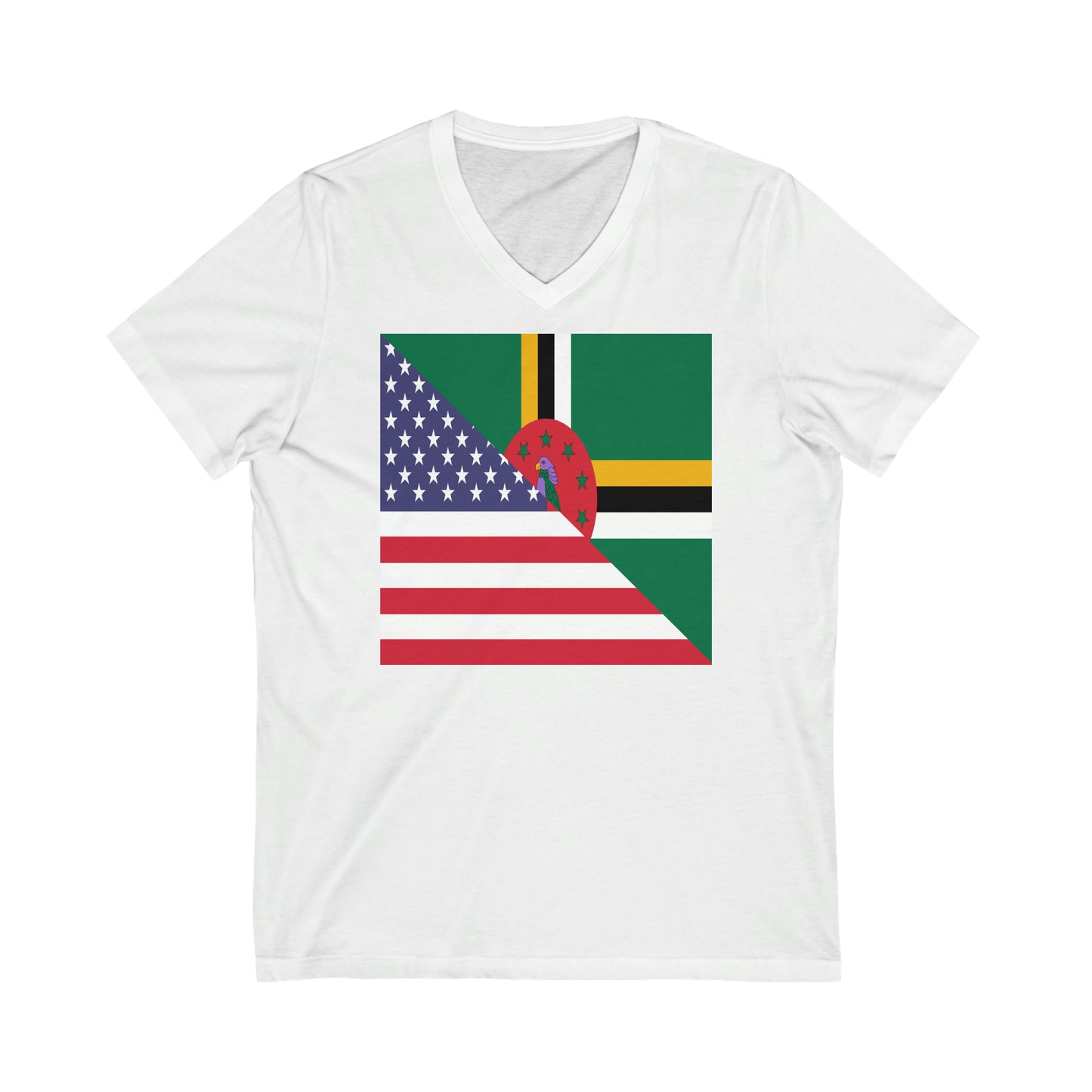 Dominican American Flag Dominica USA Half V-Neck T-Shirt | Unisex Vee Shirt