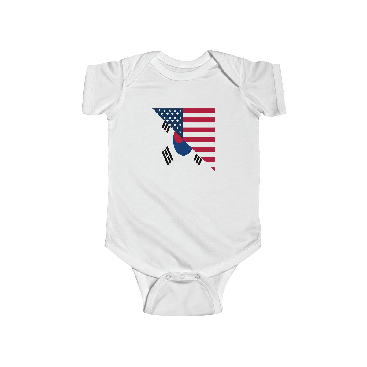 South Korean American Flag Half South Korea USA Baby Bodysuit | Newborn Boy Girl