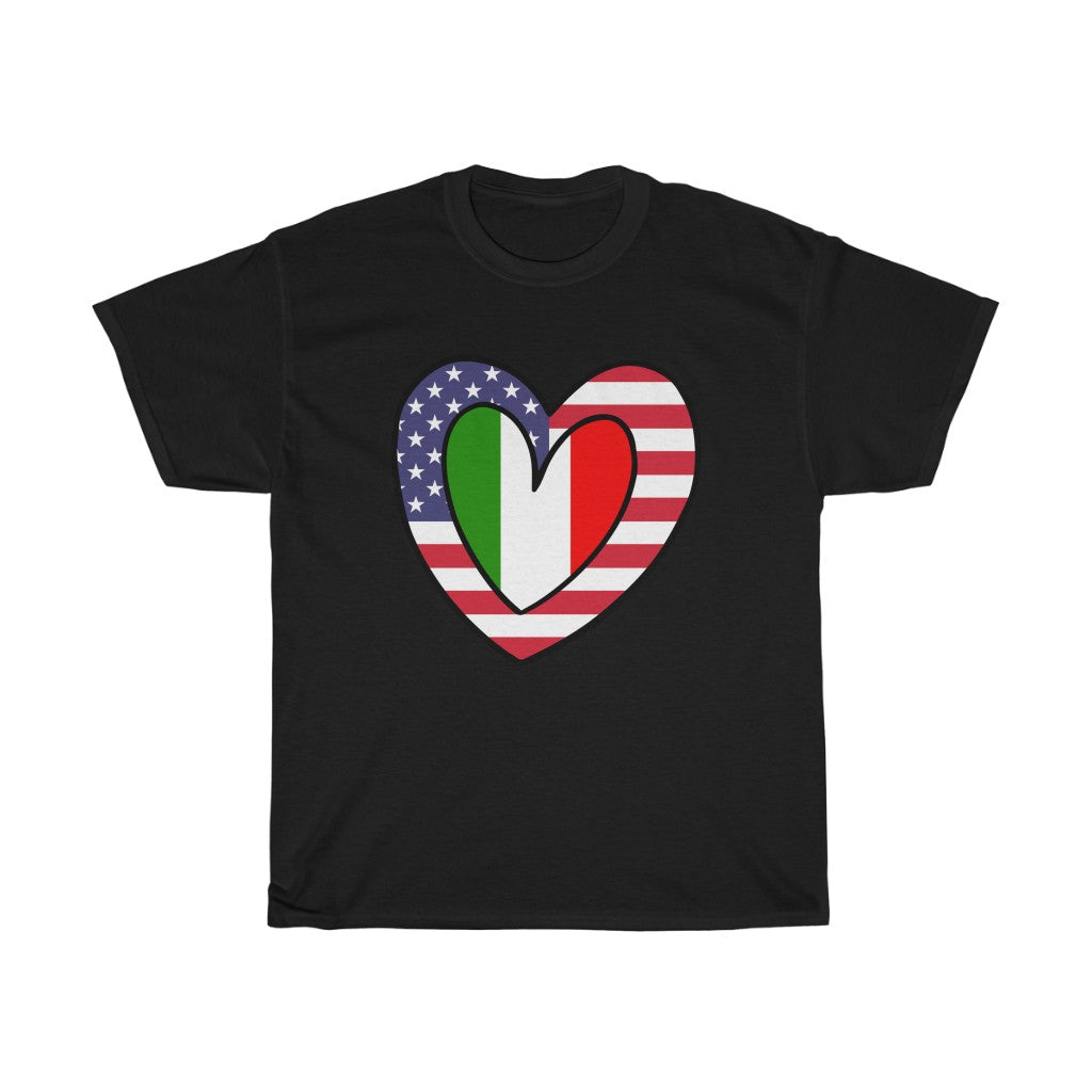 American Italian Flag Inner Heart Tee | Unisex Italy USA Shirt