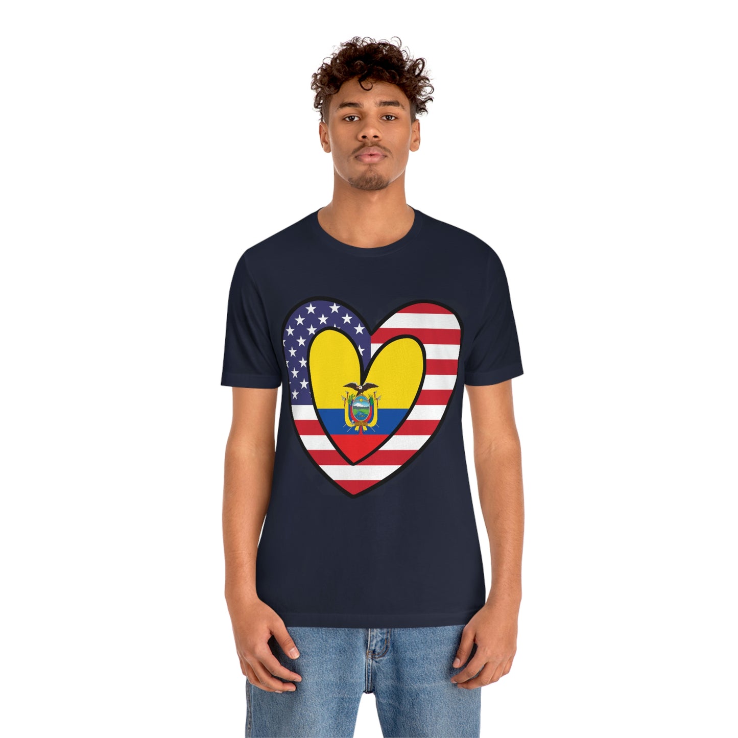 Ecuadorian American Heart Valentines Day Gift Tee Shirt | Half Ecuador USA Flag T-Shirt