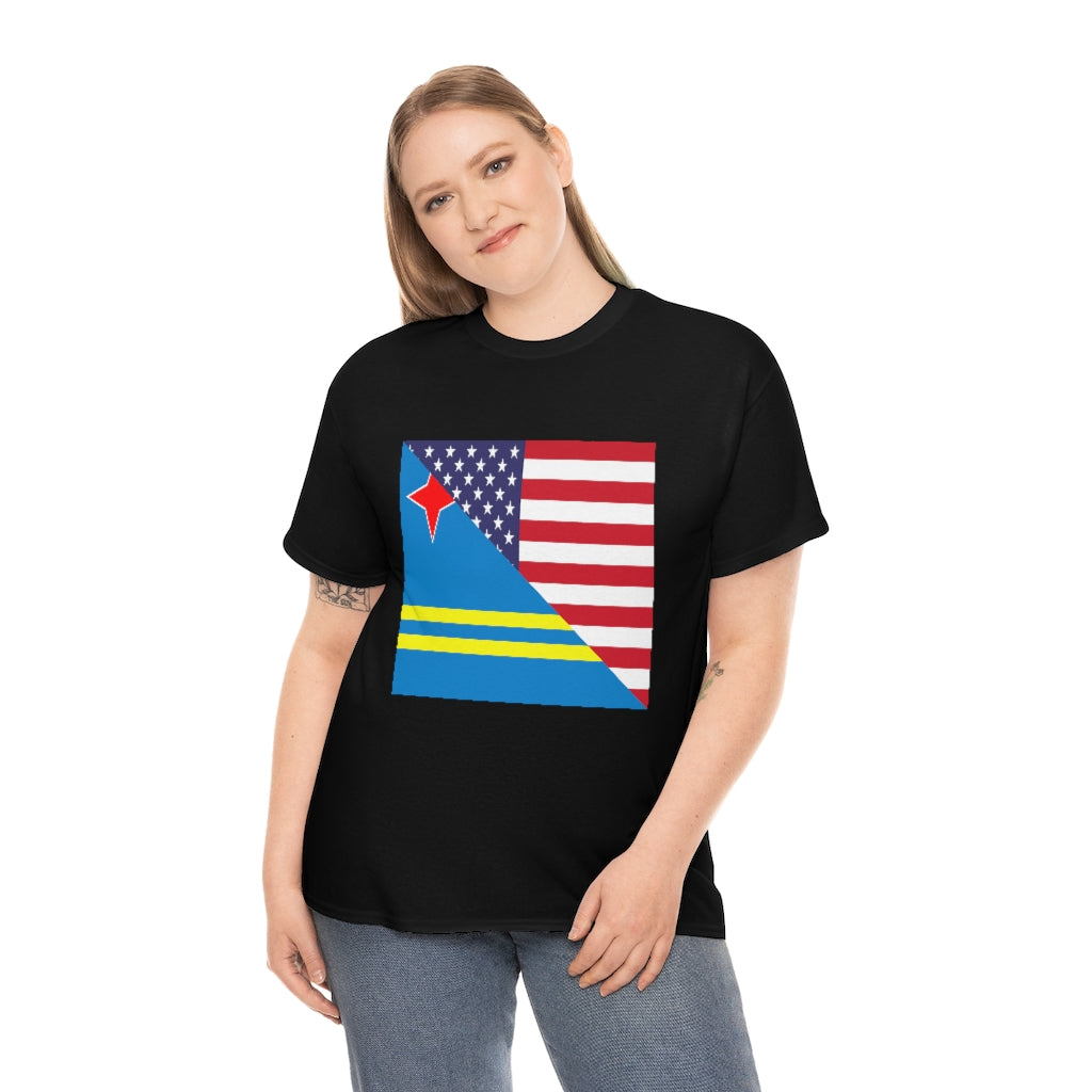 Aruban American Flag Tee Shirt | Aruba USA Tshirt