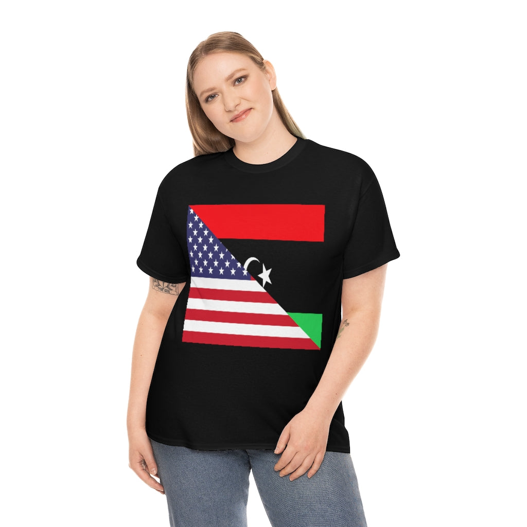 Libyan American Flag Tee Shirt | Unisex Libya USA Tshirt