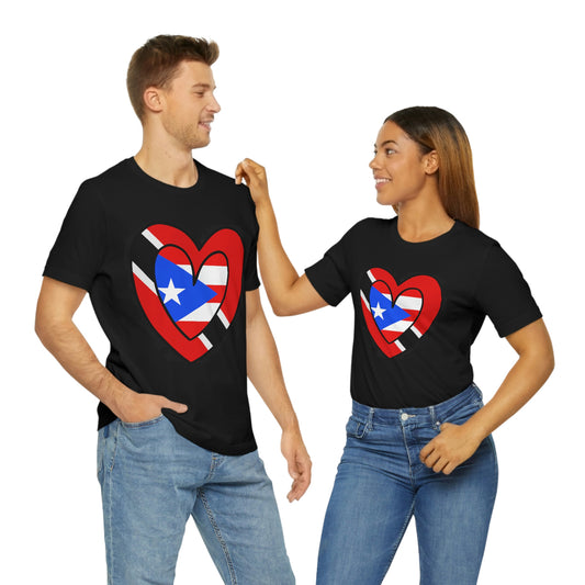 Trini Puerto Rican Heart Valentines Day Gift Tee Shirt | Trinidad Boricua Flag T-Shirt