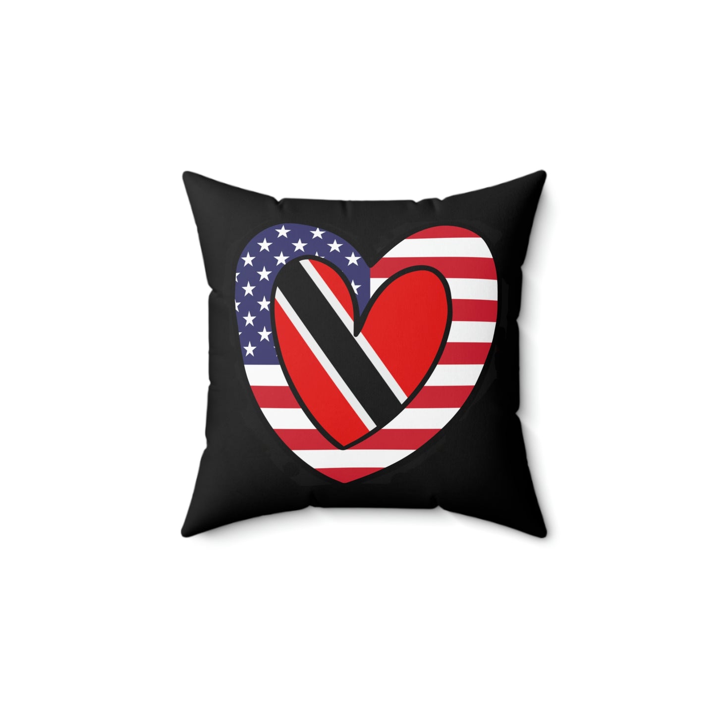 Trinidad Tobago American Heart Valentines Day Gift Half Trini USA Flag Wedding Spun Polyester Square Pillow