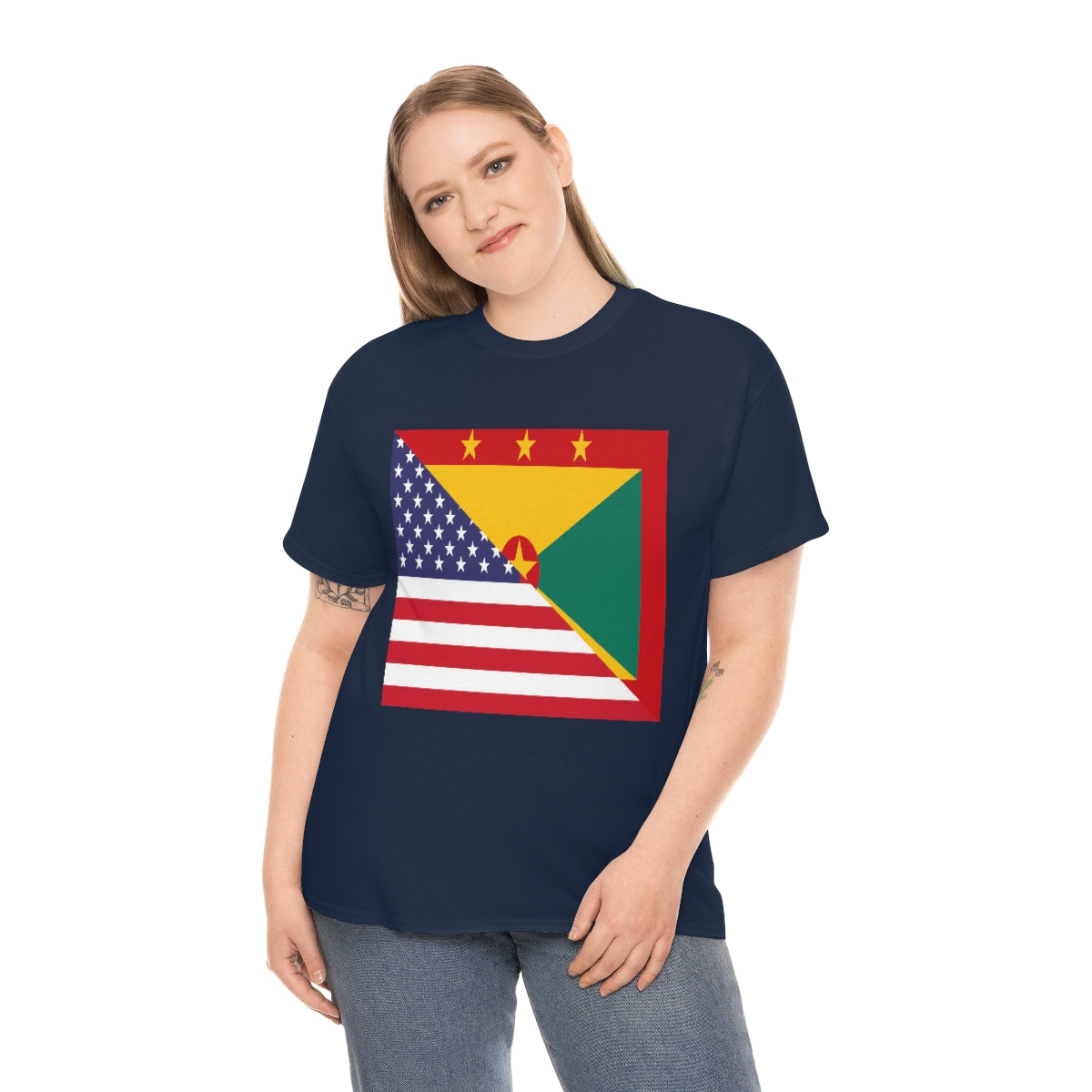 Grenadan American Flag Half Grenada USA T-Shirt | Unisex Tee Shirt