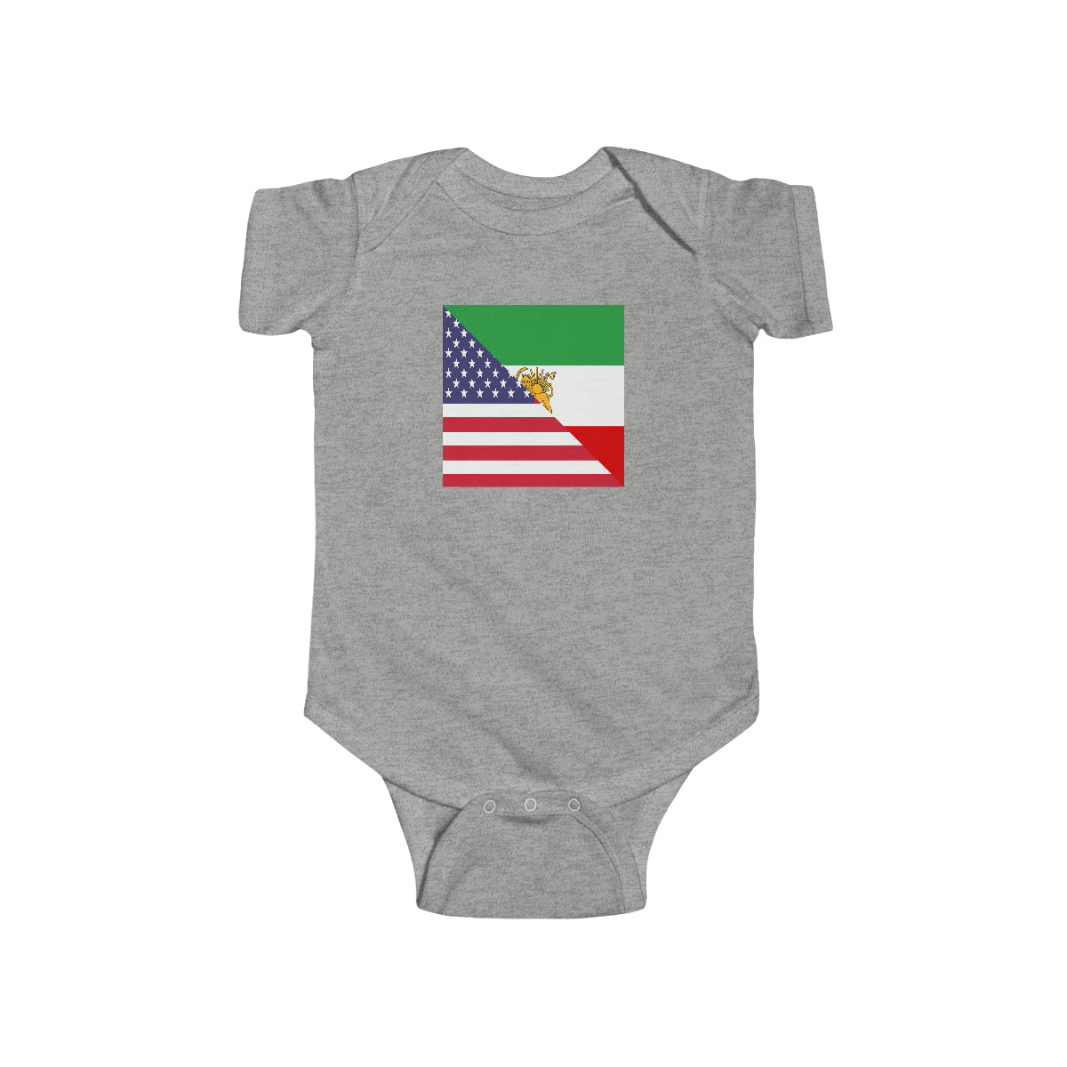 Old Iranian American Flag Baby Bodysuit | Unisex Iran USA Newborn Boy Girl