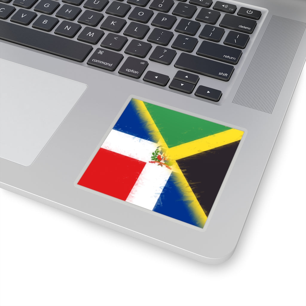 Half Dominican Republic Jamaica Sticker | DR Jamaica