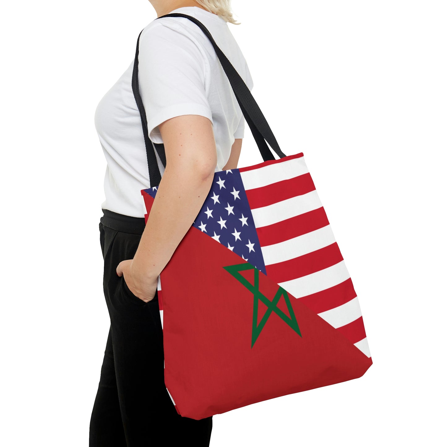 Moroccan American Flag Morocco USA Tote Bag | Shoulder Bag