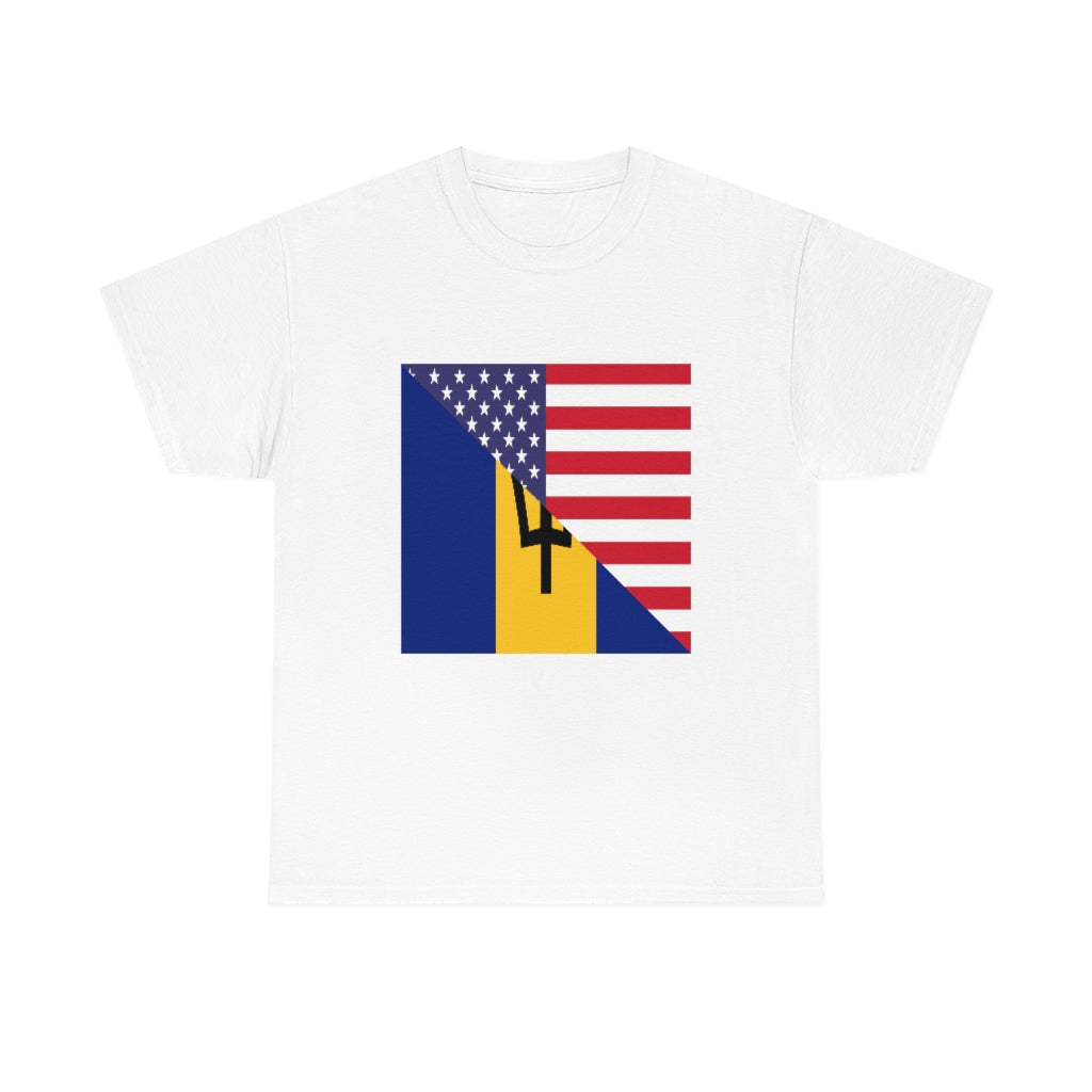 Bajan American Flag Tee Shirt | Barbados USA Tshirt