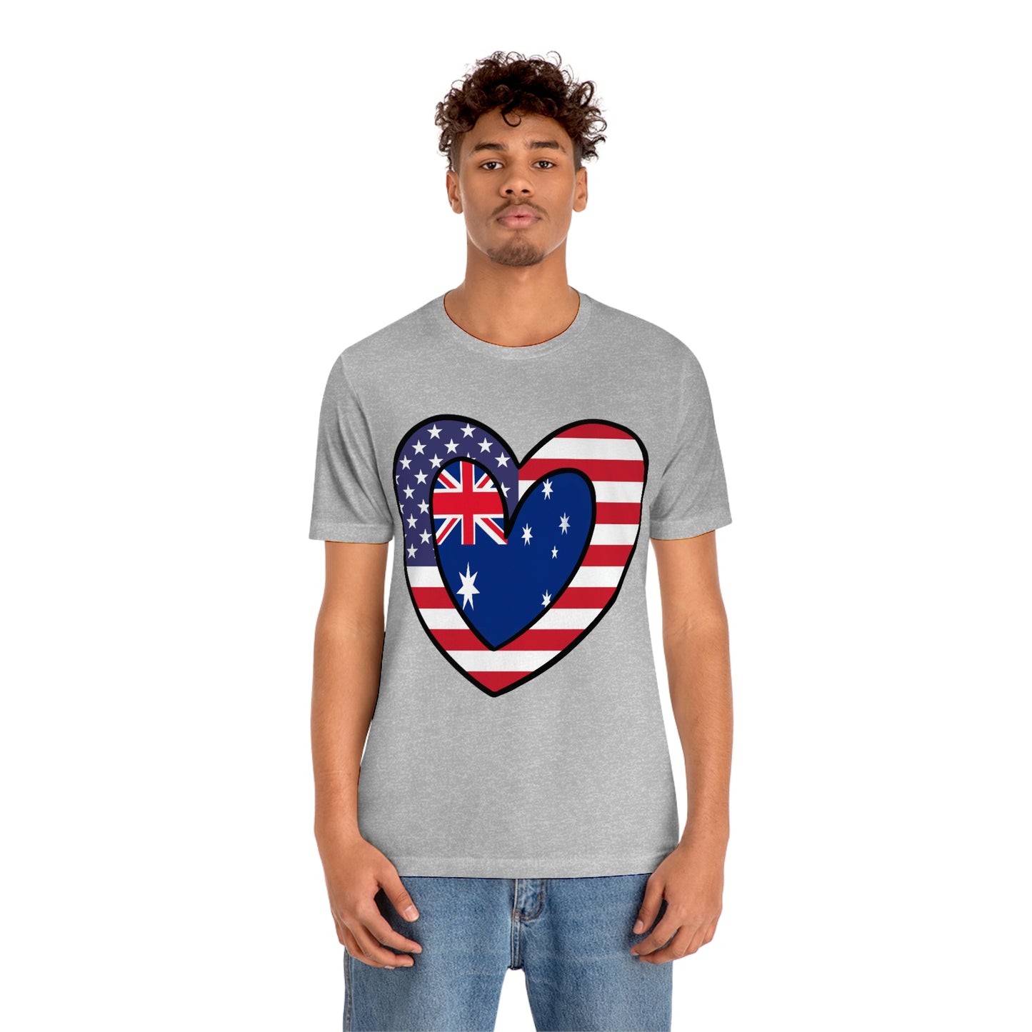 Australian American Heart Valentines Day Gift Tee Shirt | Half Australia USA Flag T-Shirt