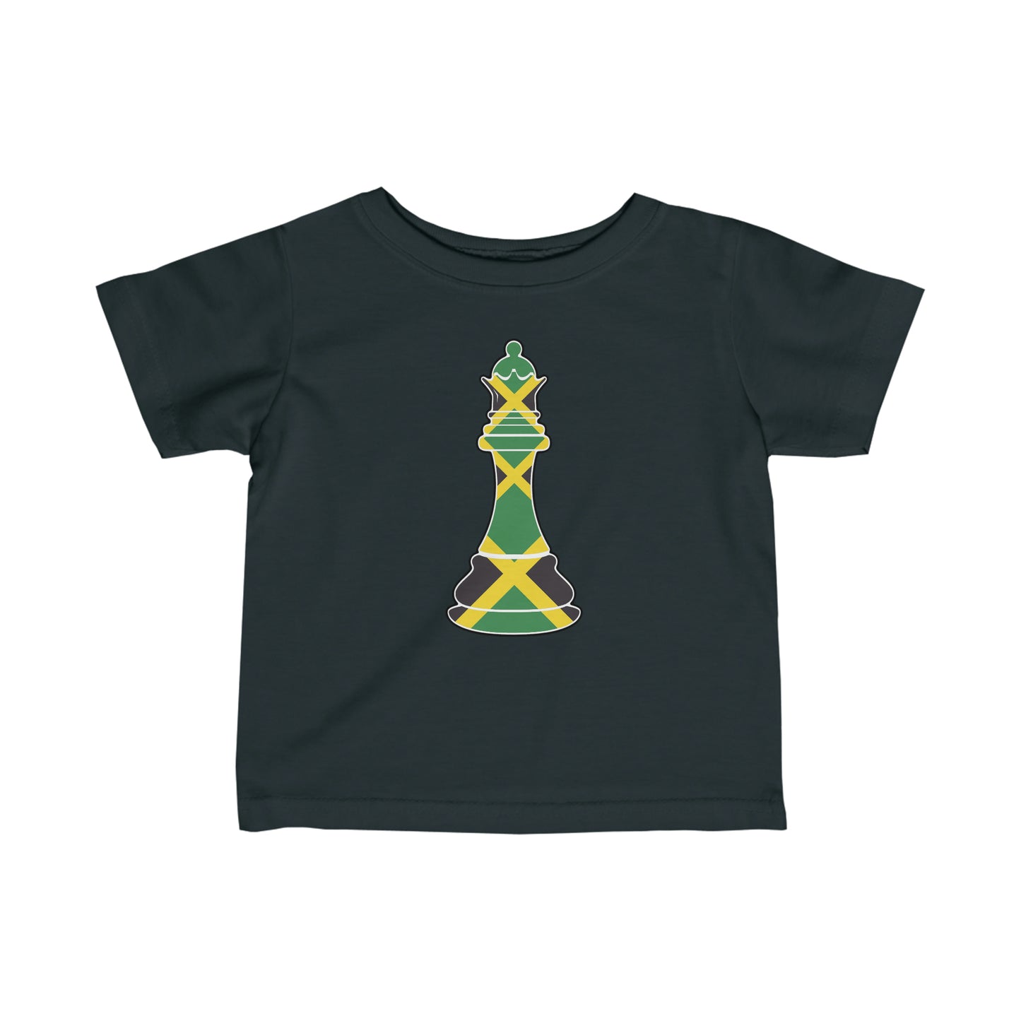 Infant Jamaican Queen Chess Piece | Jamaica Flag Royal Toddler Tee Shirt