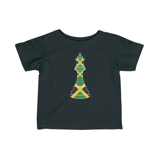 Infant Jamaican Queen Chess Piece | Jamaica Flag Royal Toddler Tee Shirt