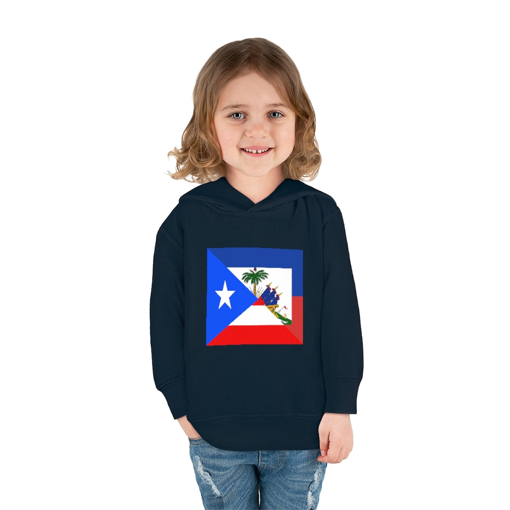 Toddler Haitian Puerto Rican Flag Pullover Fleece Hoodie | Haiti PR