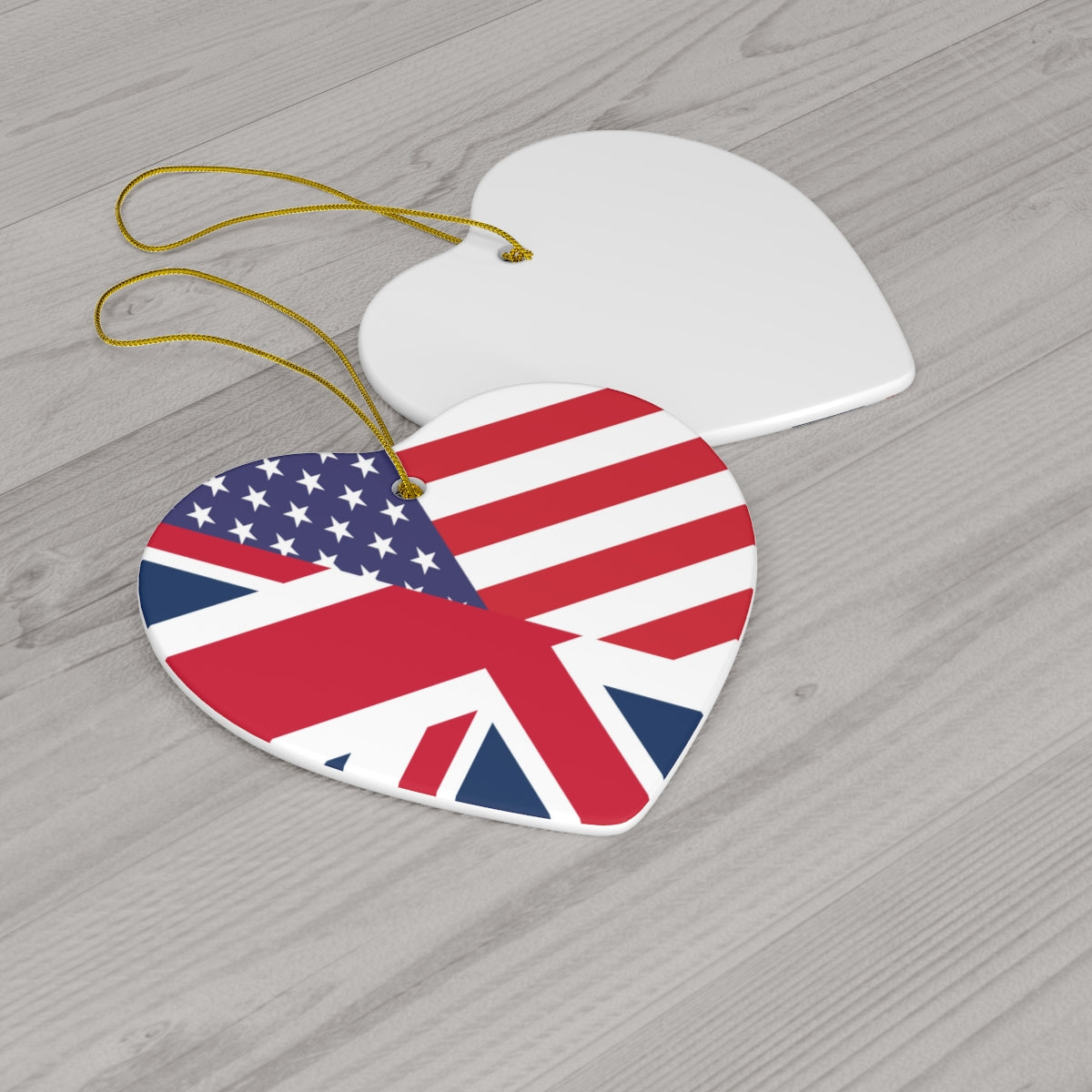 UK American Flag Ceramic Ornaments | United Kingdom USA Holiday Christmas Tree