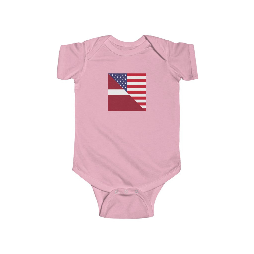 Latvian American Flag Baby Bodysuit | Latvia USA Baby Boy Girl