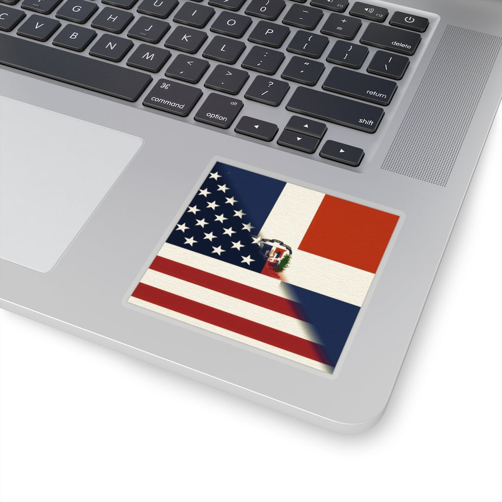 Half Dominican Republic American Flag Sticker