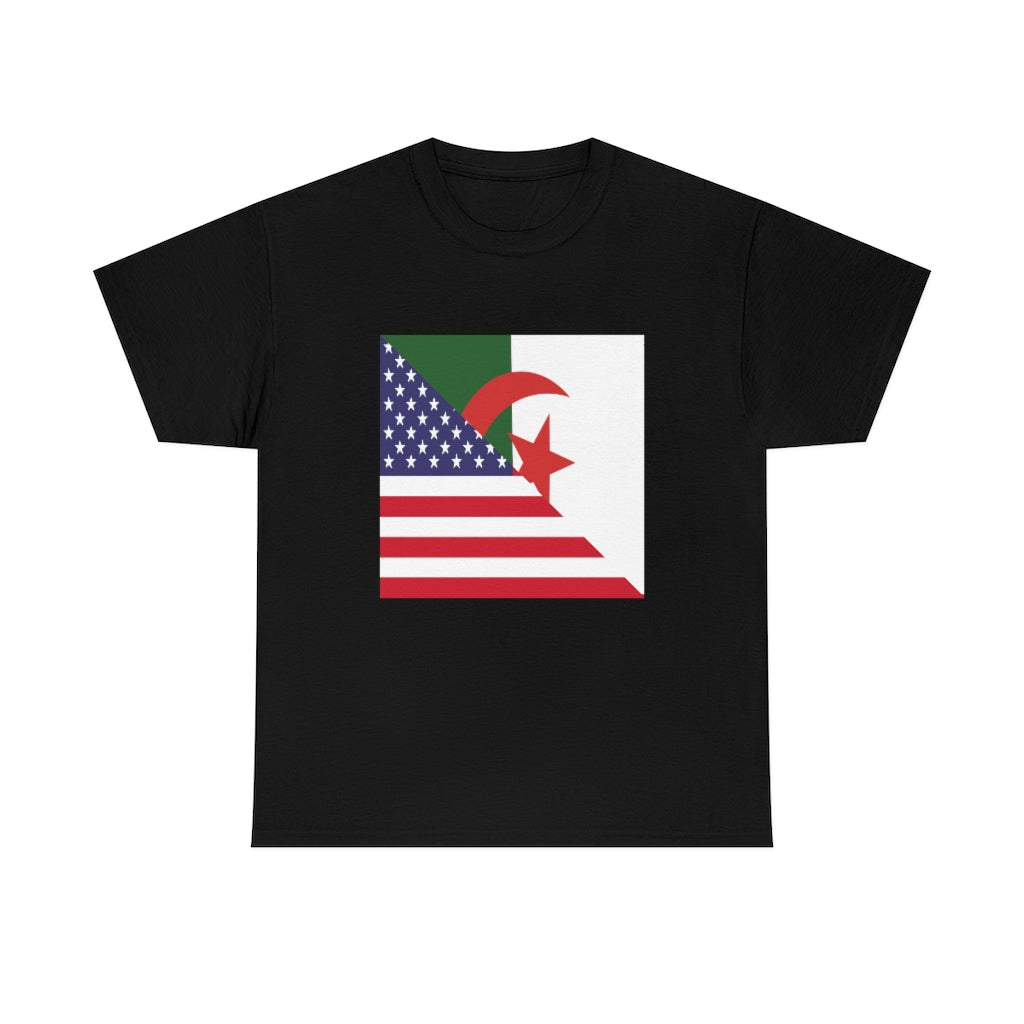 Algerian American Flag Tee Shirt | Algeria USA Tshirt