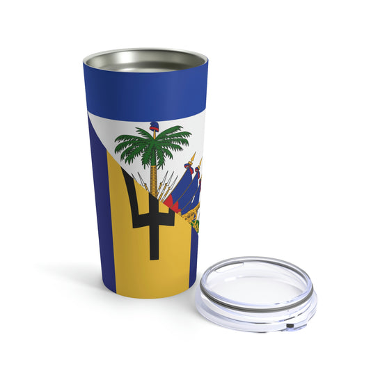 Haitian Bajan Flag Half Haiti Barbados Tumbler 20oz Beverage Container