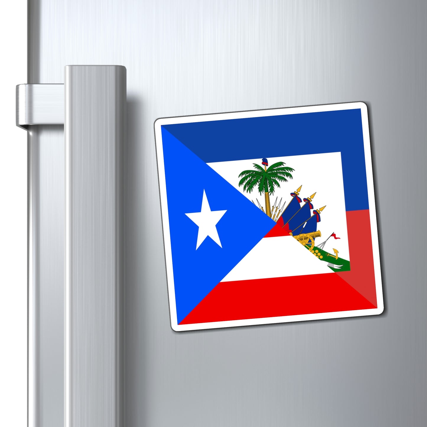 Puerto Rican Haitian Flag Half PR Haiti Magnet