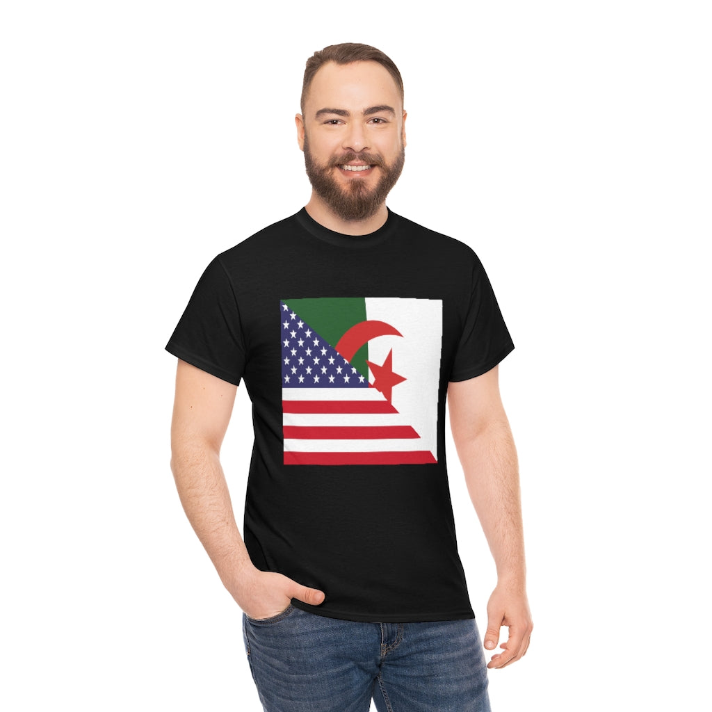 Algerian American Flag Tee Shirt | Algeria USA Tshirt