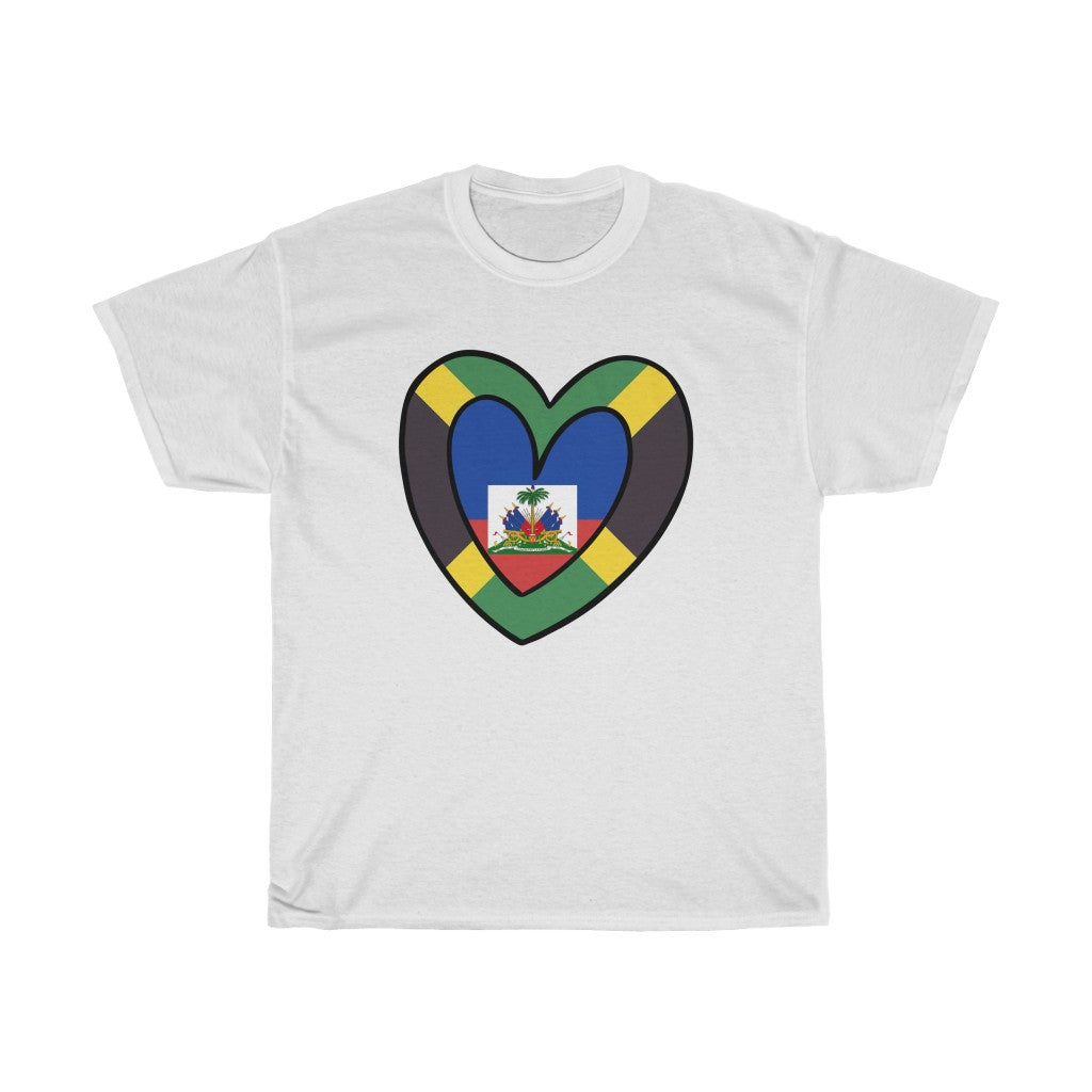 Jamaican Haitian Inner Flag Inner Heart Tee | Unisex Haiti Jamaica Shirt