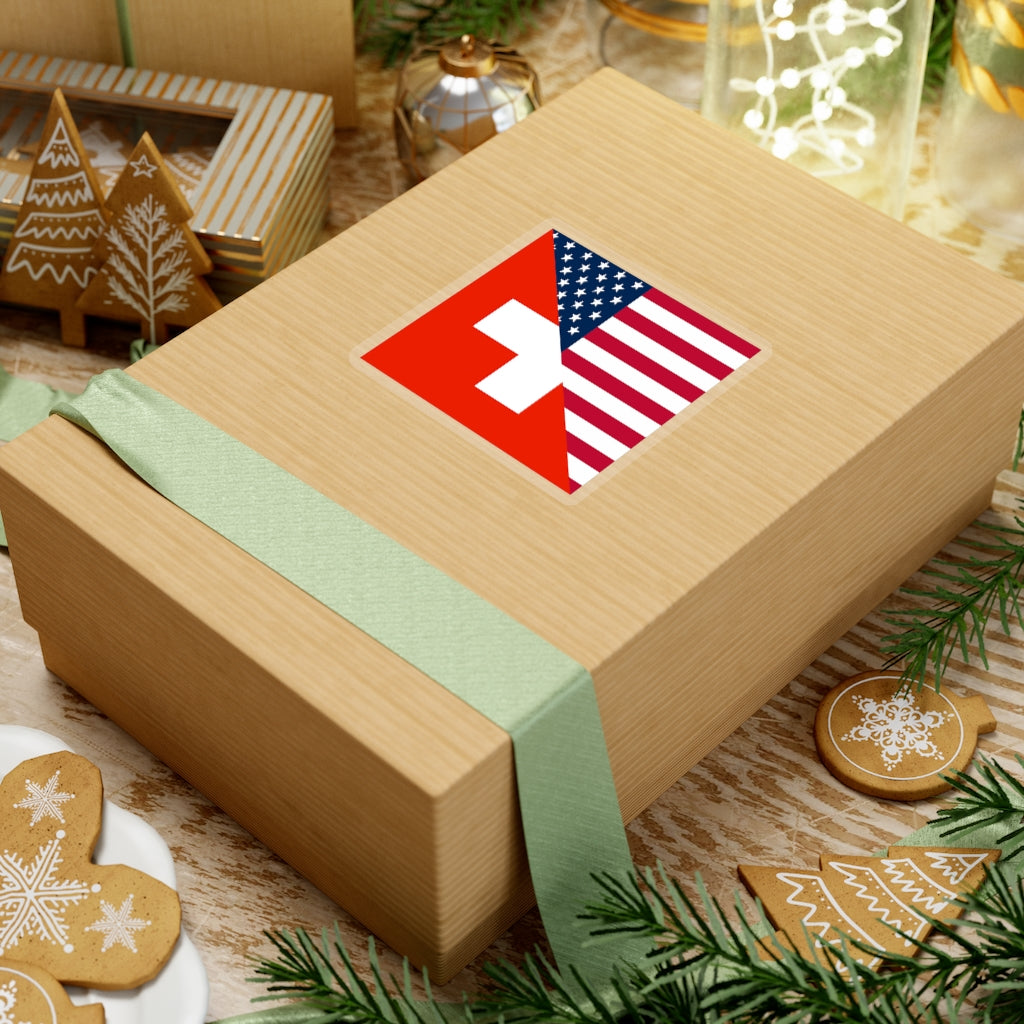 Swiss American Flag Sticker | Switzerland USA Stickers